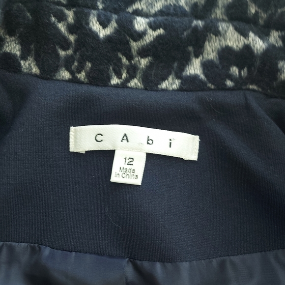 12 Cabi Wool Blend Blue Scroll Style Lined Jacket Blazer - Picture 7 of 10